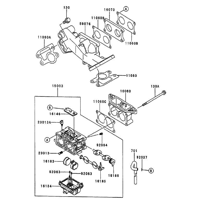 Carburetor Assembly Kawasaki FD750D-AS03