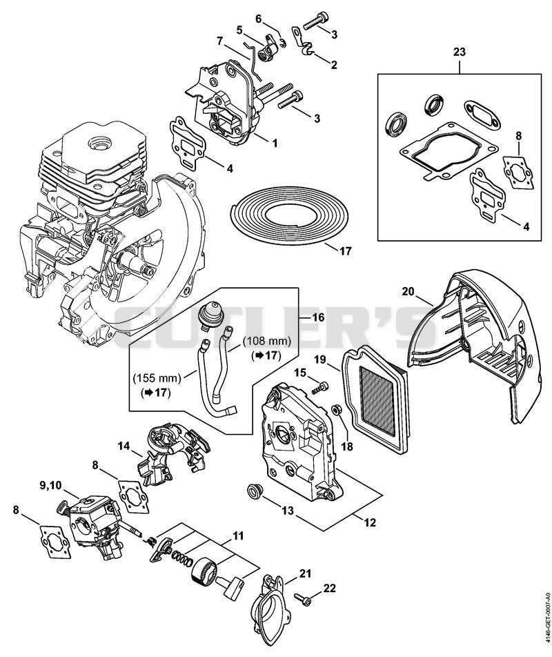 Spacer flange, Air filter, Filter housing