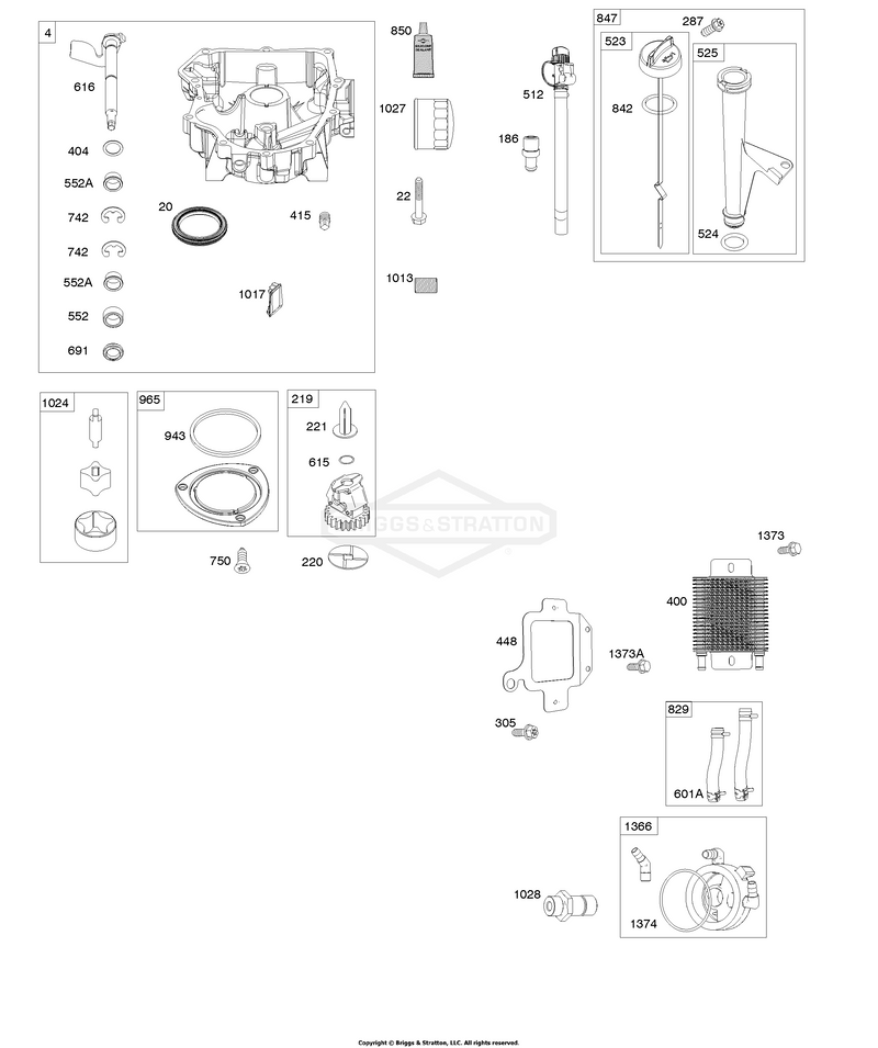 Engine Sump, Oil Cooler, Dipstick/Tube Assembly