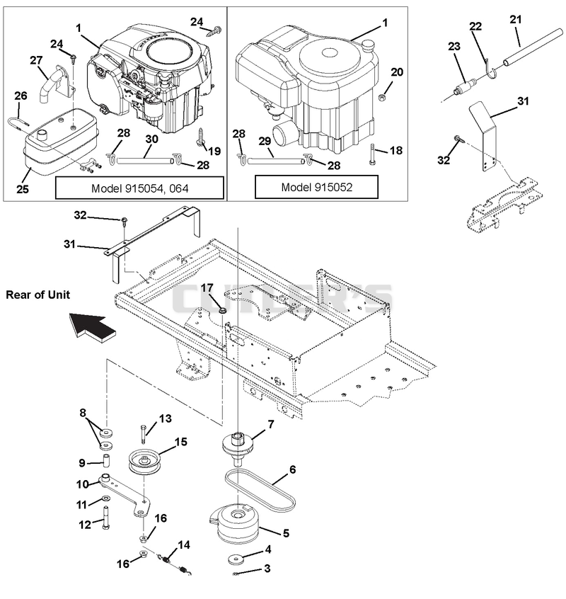 Engine, Exhaust, Belts And Idlers
