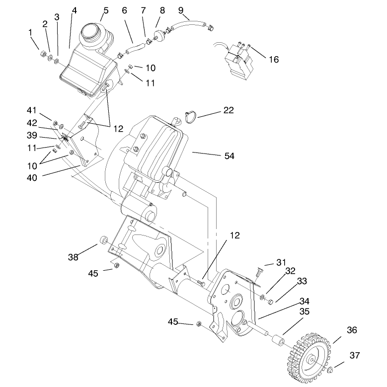 Engine and Fuel Tank Assembly