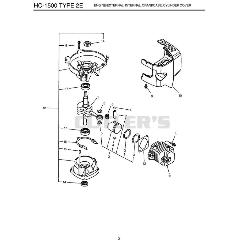 Type 2E Engine/External, Internal, Crankcase, Cylindercover