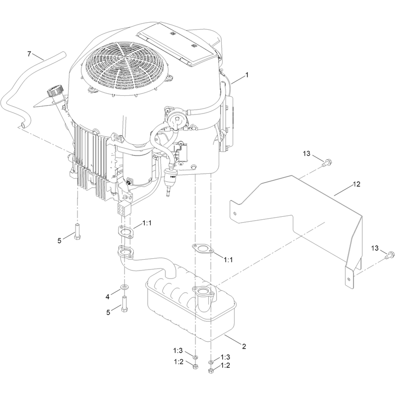 Engine and Muffler Assembly