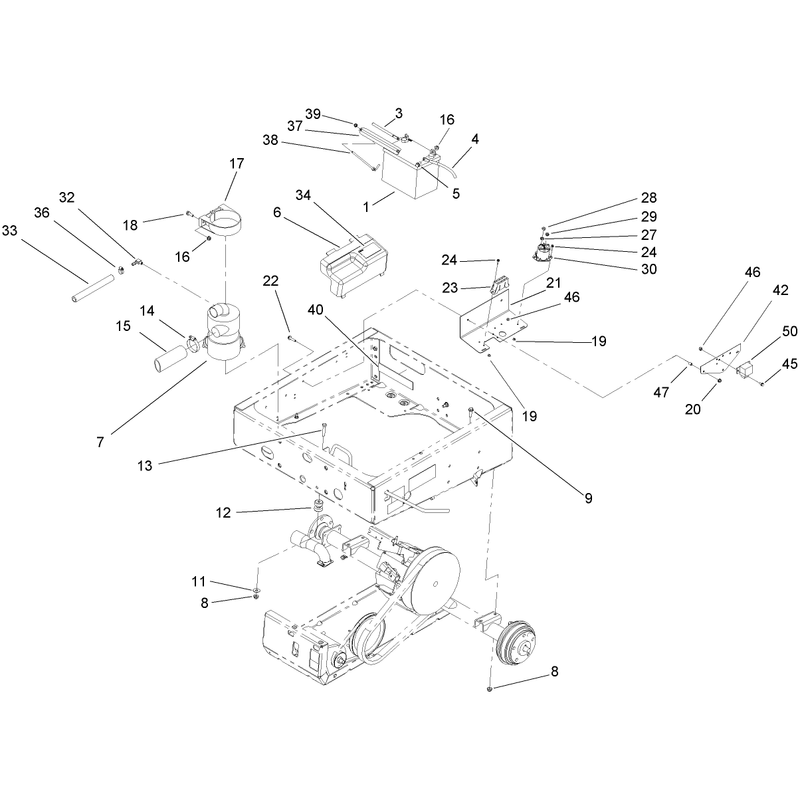 Drivetrain Mounting Battery and Air Cleaner Assembly