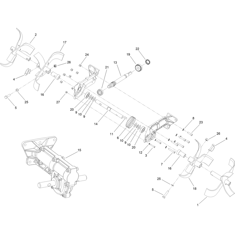 Tines and Transmission Assembly
