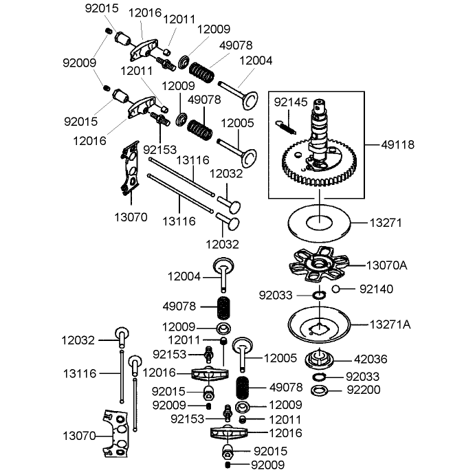 Valve and Camshaft Assembly Kawasaki FH580V-BS06