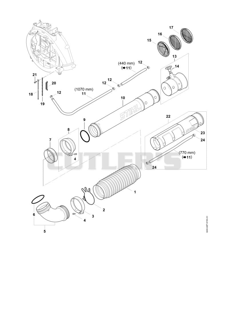 Pleated hose, Blower tube