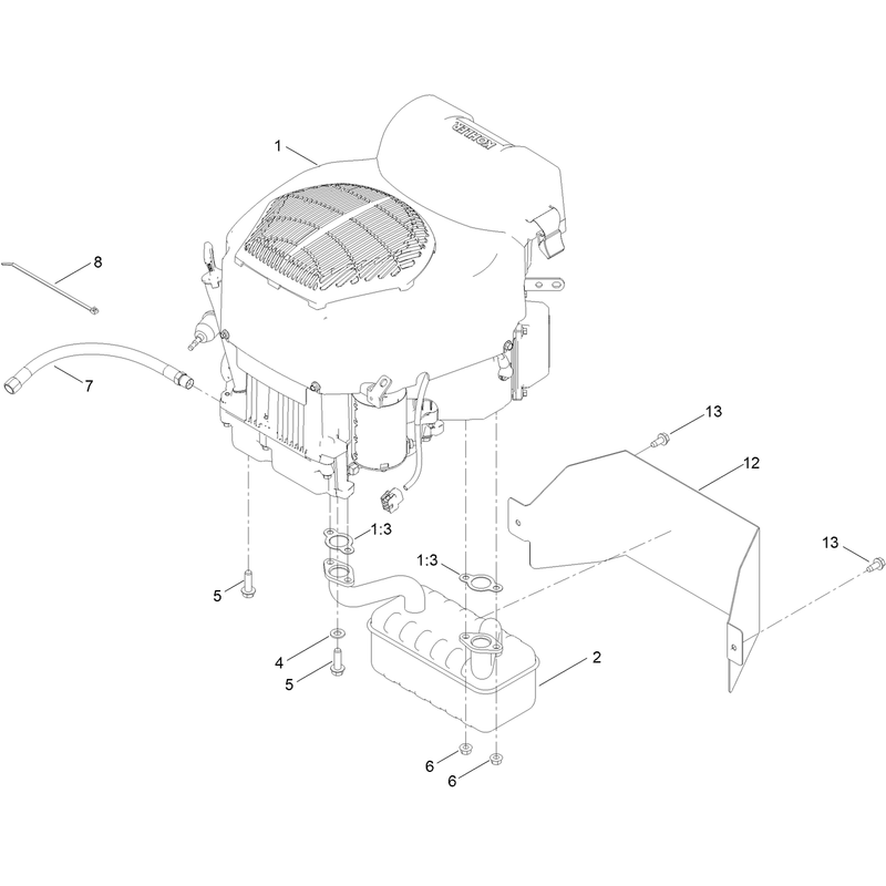 Engine and Muffler Assembly
