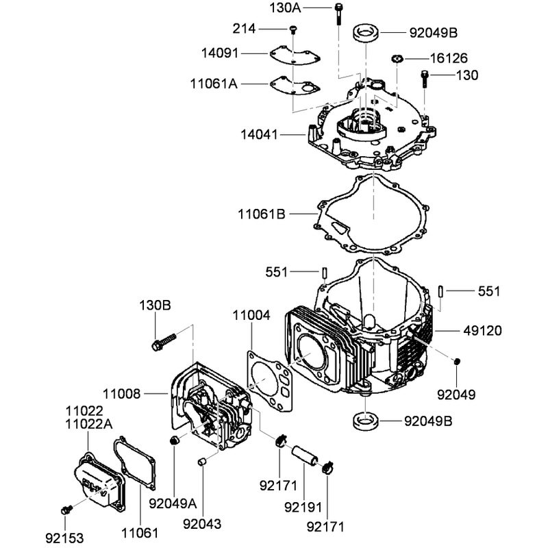 Cylinder and Crankcase Assembly Kawasaki FJ180V-AS58