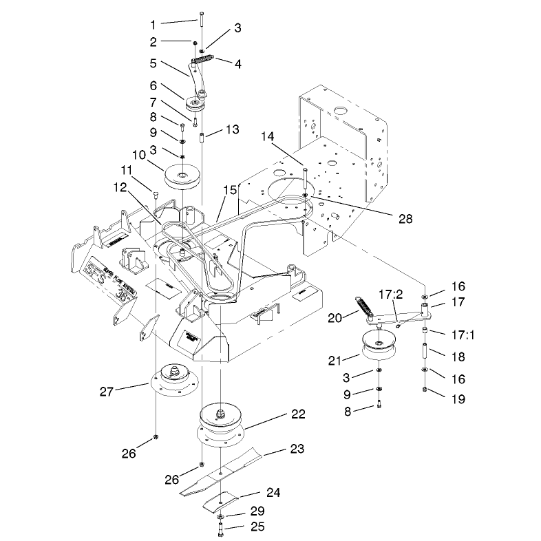 Spindles Pulleys and Belts Assembly