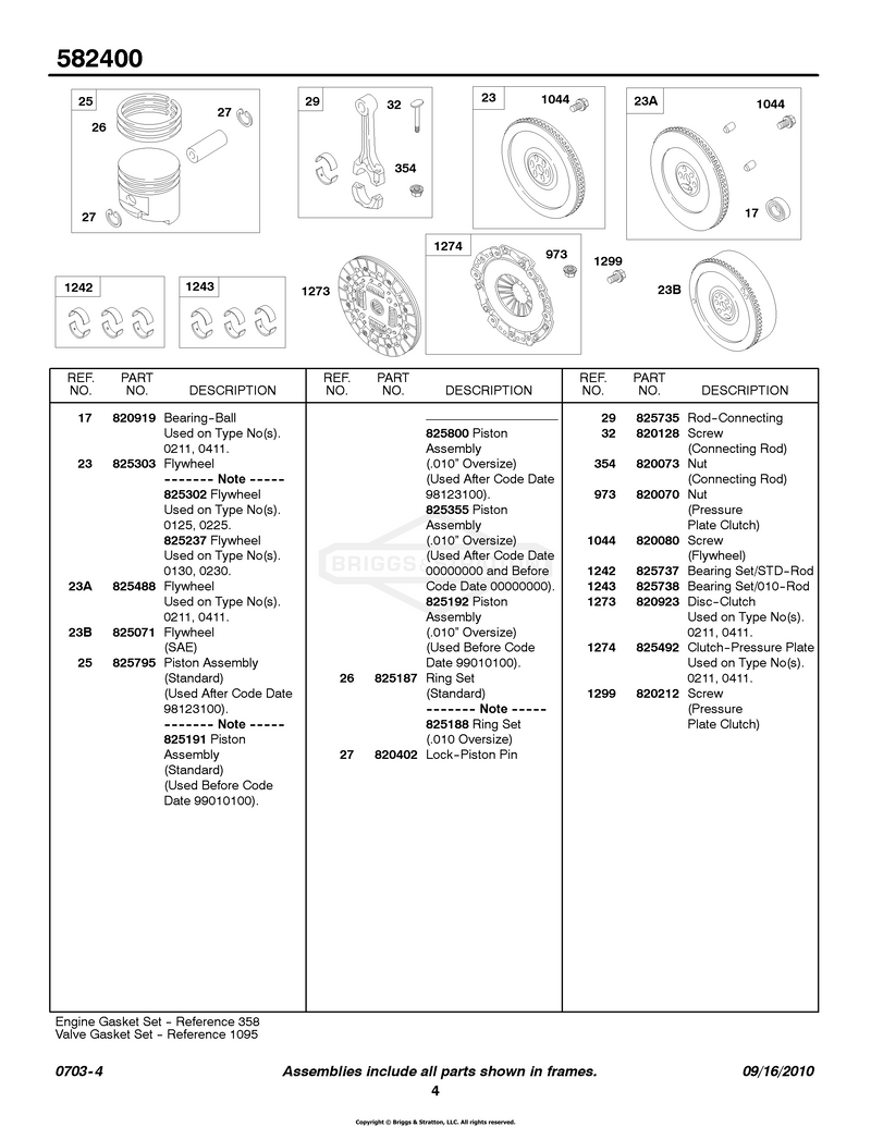 Piston, Rings, Flywheel, Clutch
