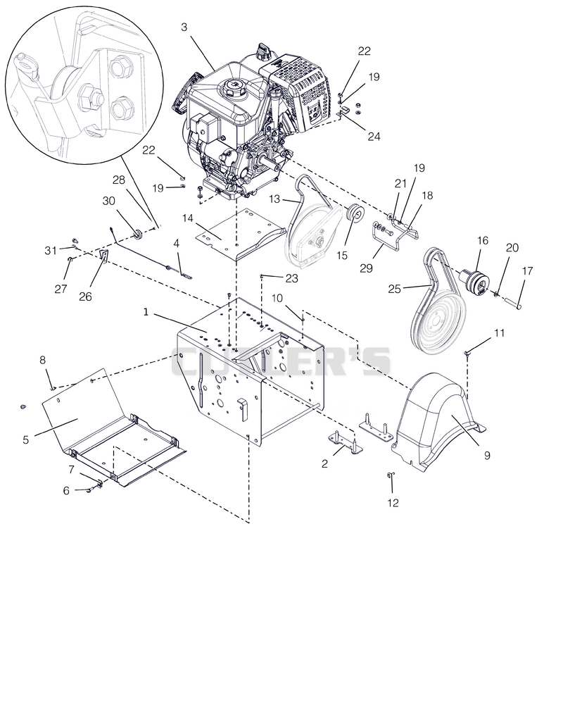 Engine, Frame And Belt Drive - AX 306 (SHO)