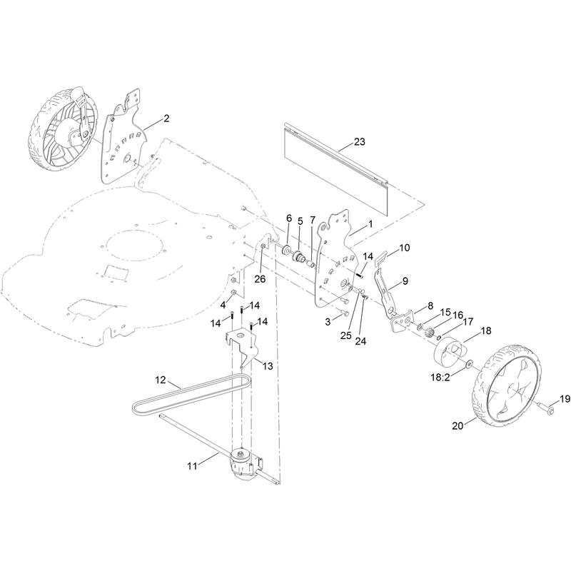 Rear Wheel and Height of Cut Assembly