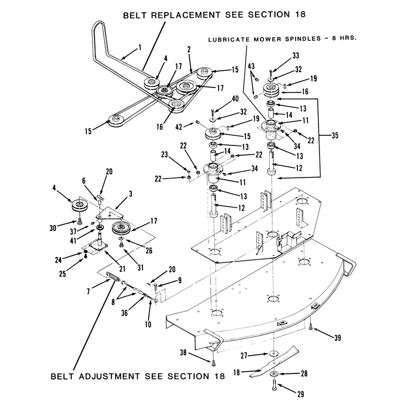 Mower Spindle And Belts
