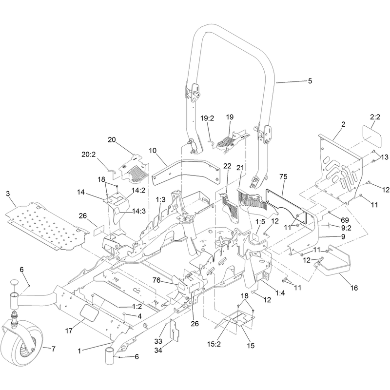 Frame and Caster Wheel Assembly