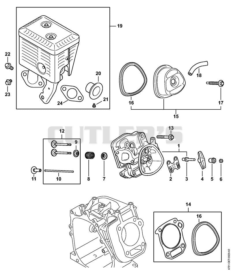 Cylinder, Valve timing gear, Muffler