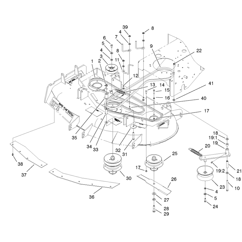 Spindles Idler Pulleys and Belts Assembly
