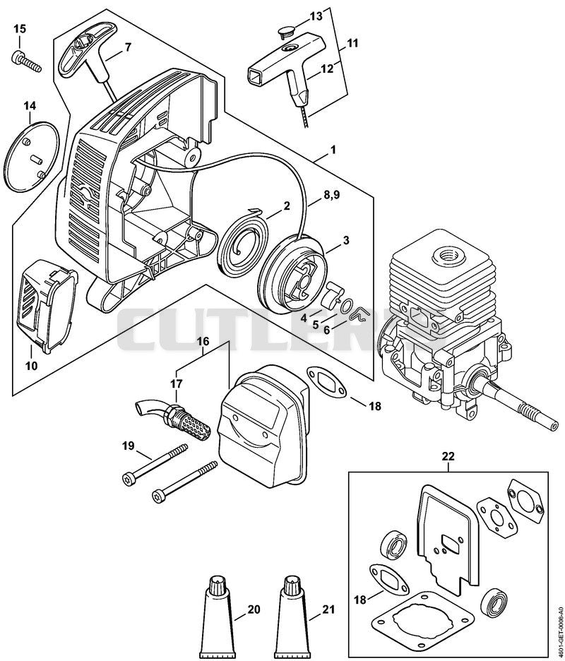 Rewind starter, Muffler
