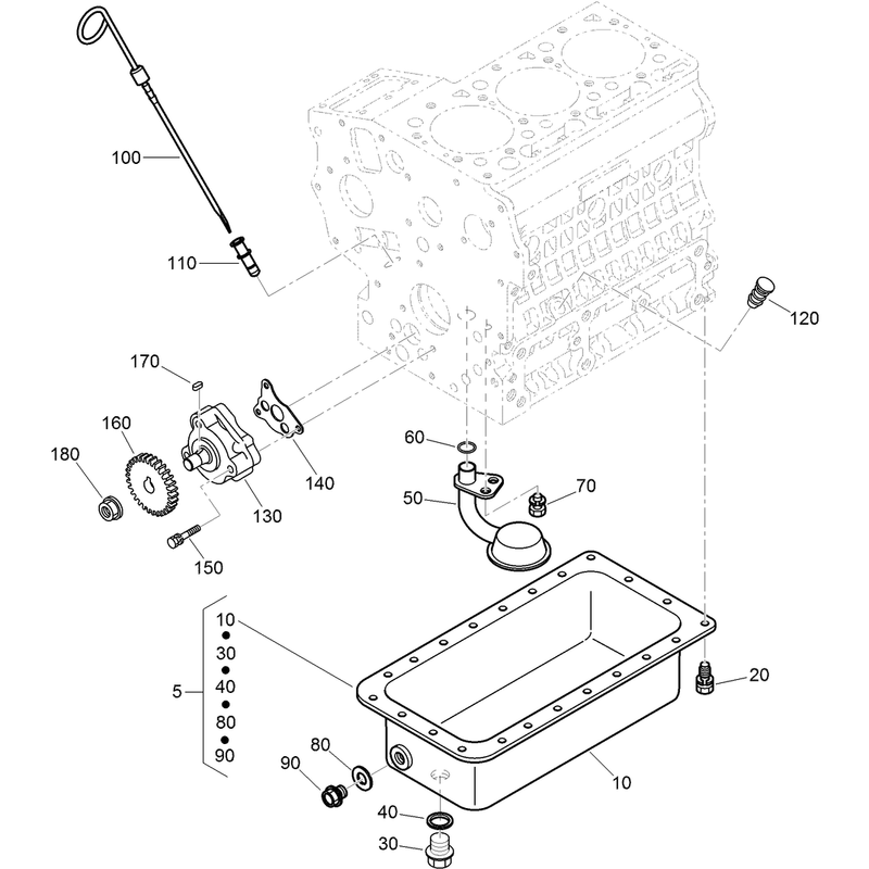 Oil Pan Oil Pump and Dipstick Assembly