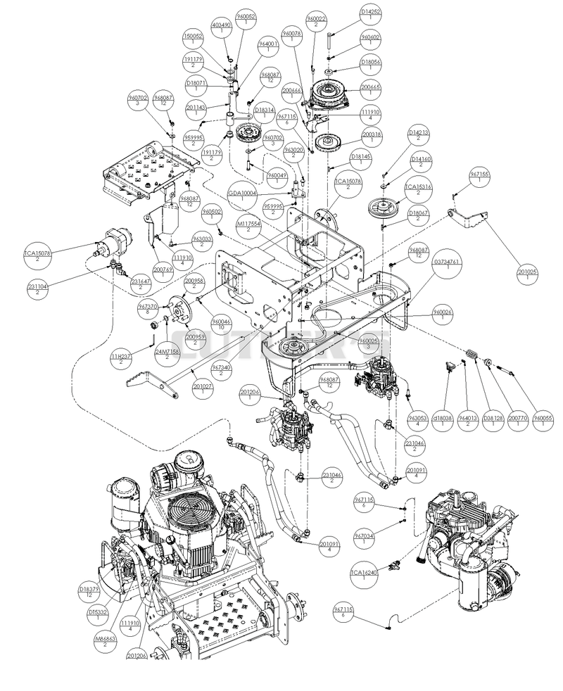 Engine, Hydraulic and Mainframe