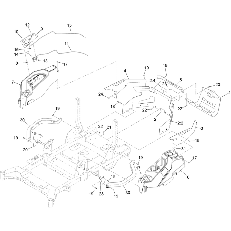 Throttle, Choke and Guards Assembly