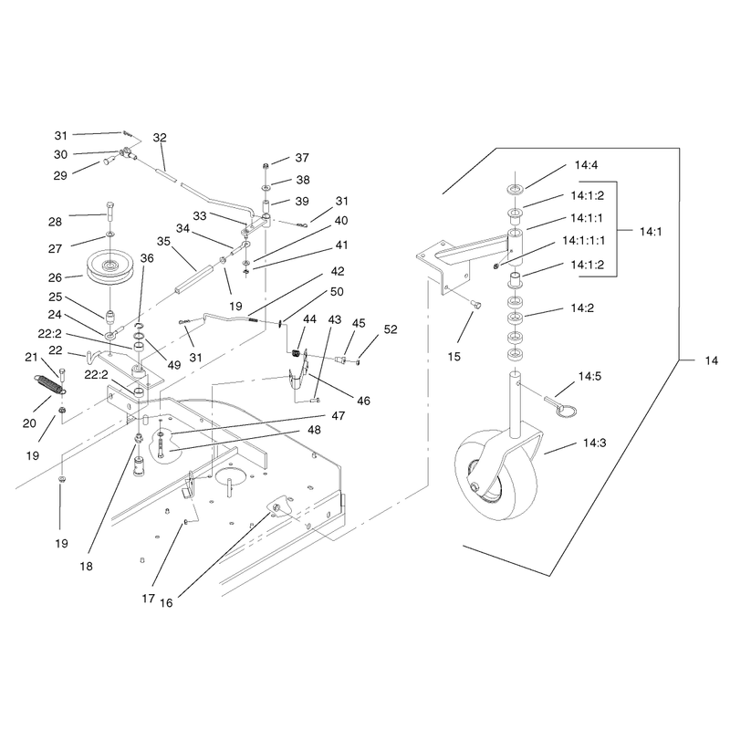Front Caster and Blade Brake Assembly