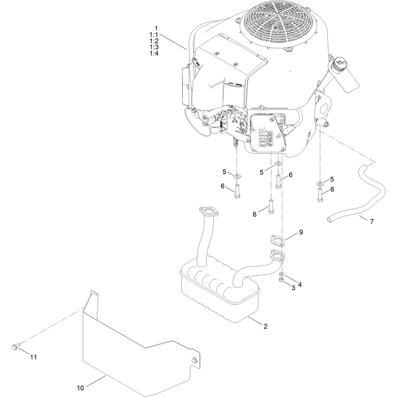 Engine and Muffler Assembly