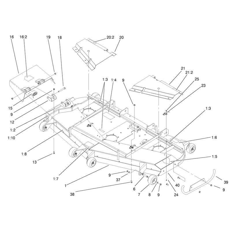 Deck Deflector and Roller Assembly