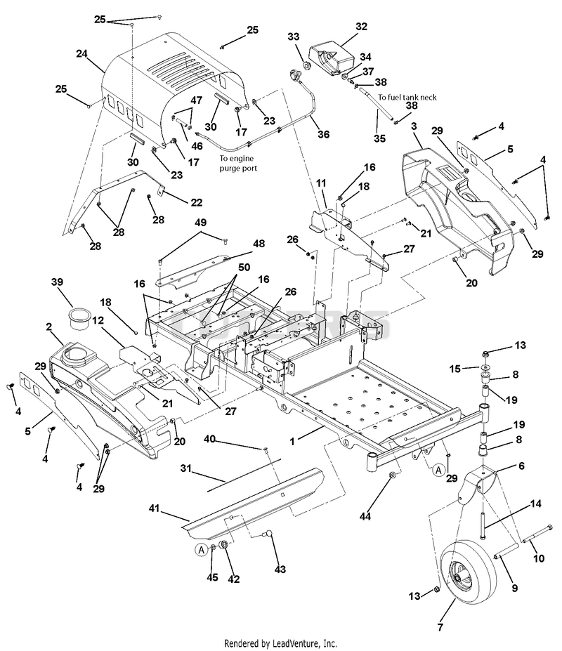 Frame, Hood, Fenders, Casters And Tires (2)