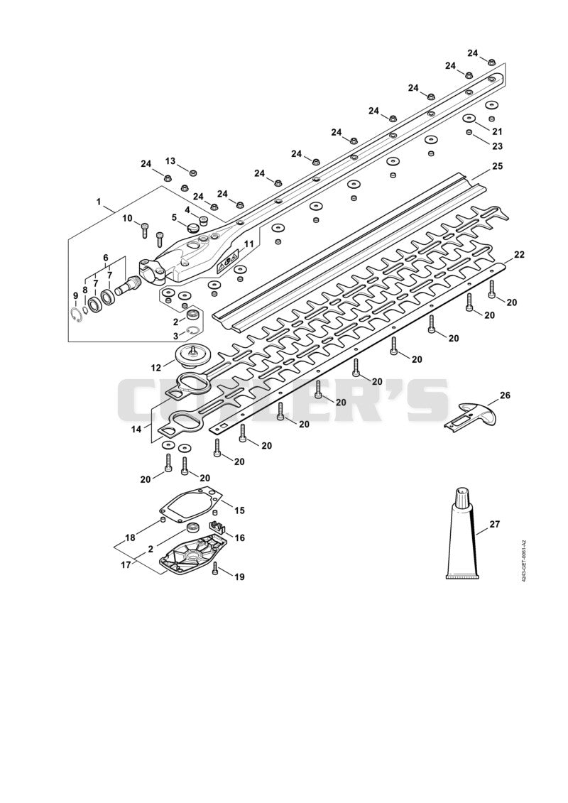 Gear head 0° 600 mm