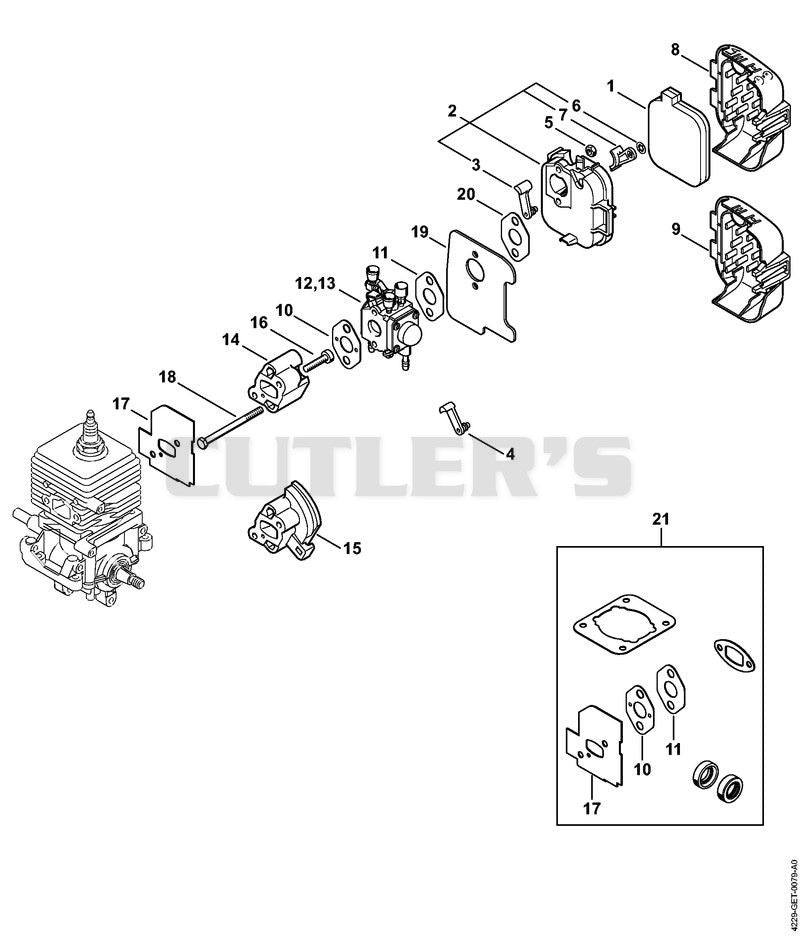 Carburetor, Air filter BG 85-DZ
