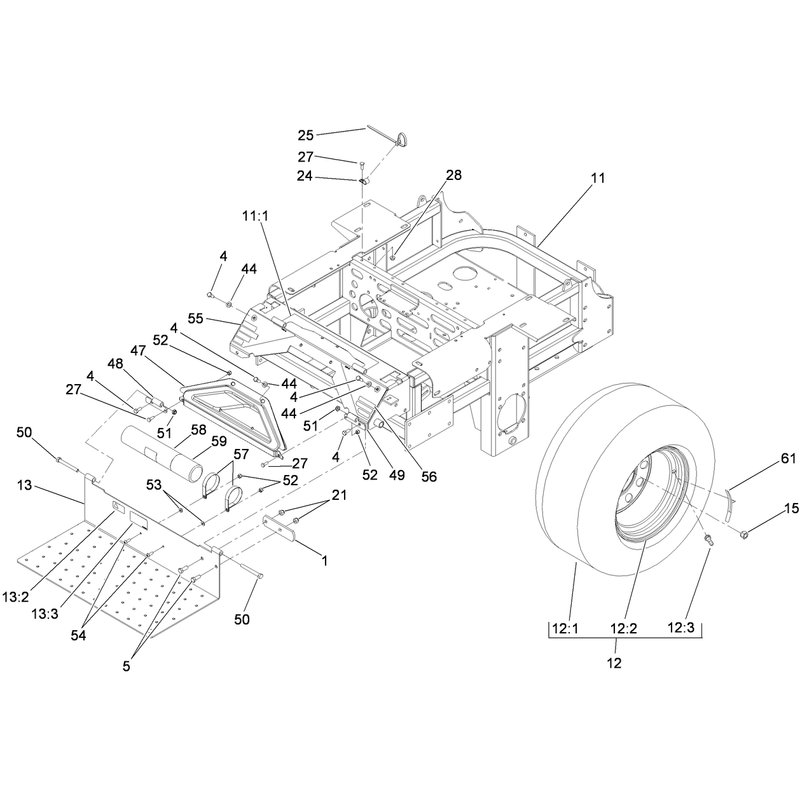 Main Frame and Rear Wheel Assembly