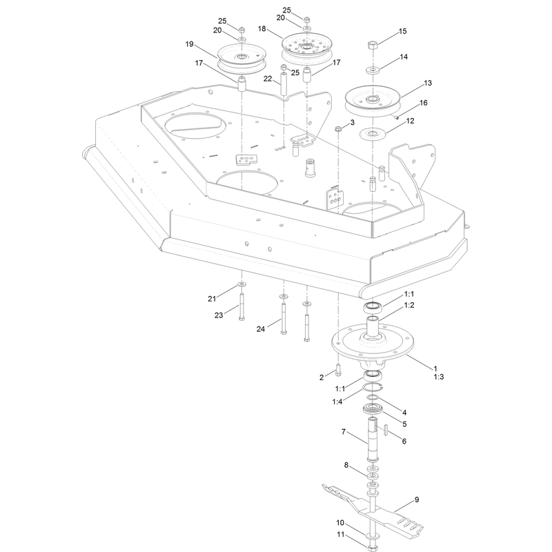 48 Inch Deck Spindle and Blade Assembly
