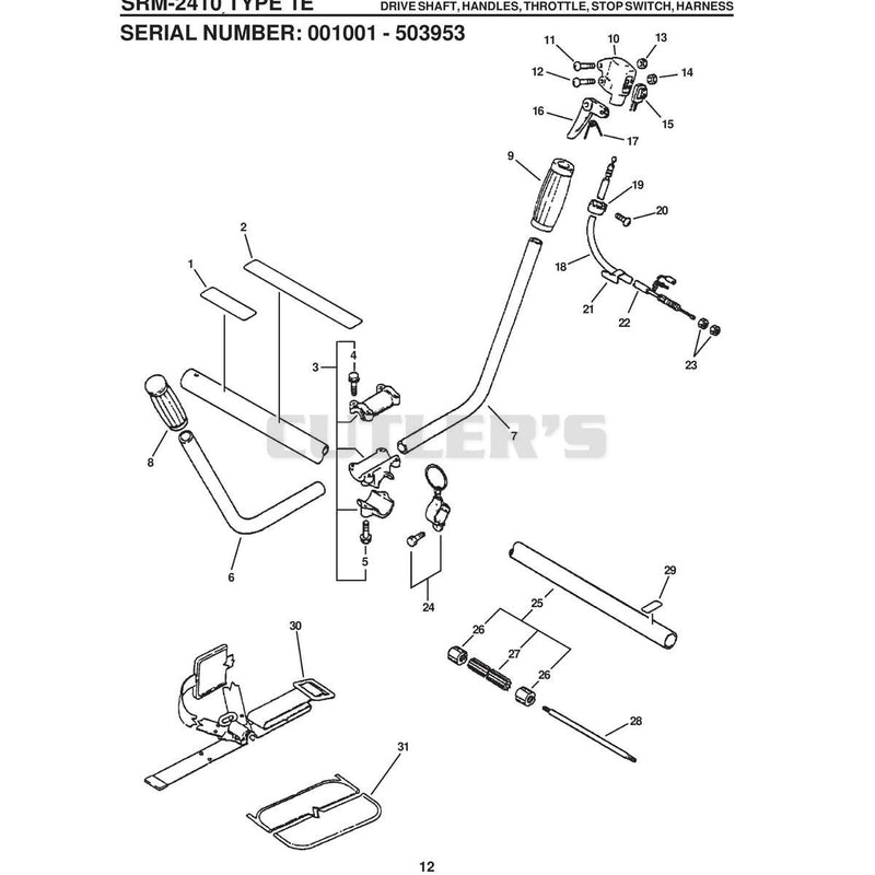 Srm-2410 Type 1E Drive Shaft, Handles, Throttle, Stop Switch, Harness
