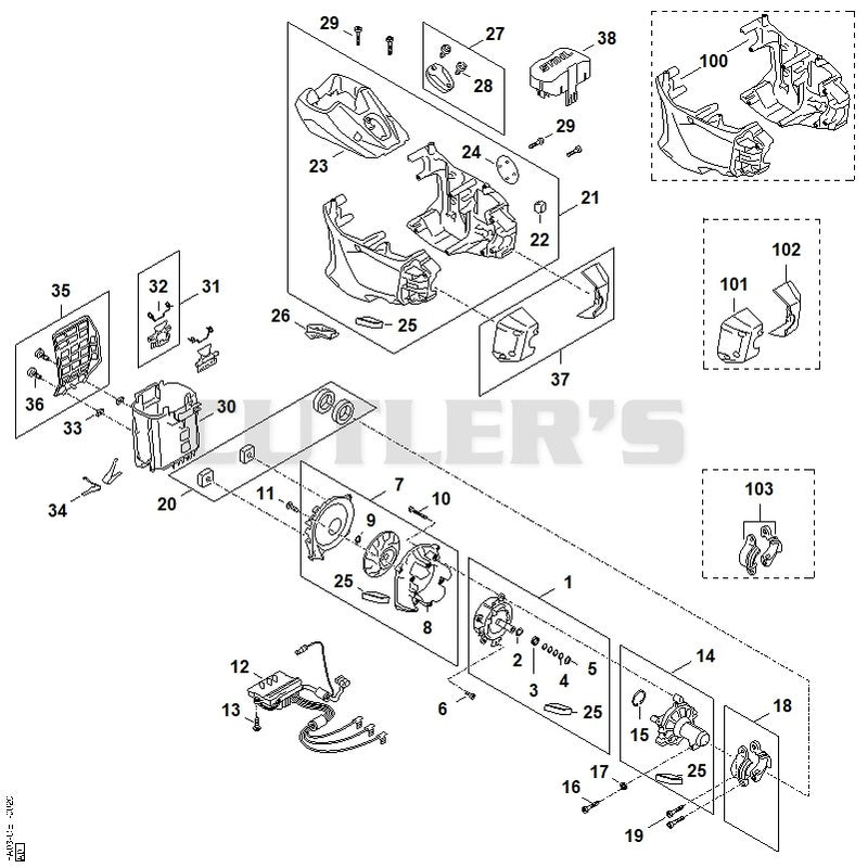 Electric motor, Motor housing, Control handle FSA 200 R
