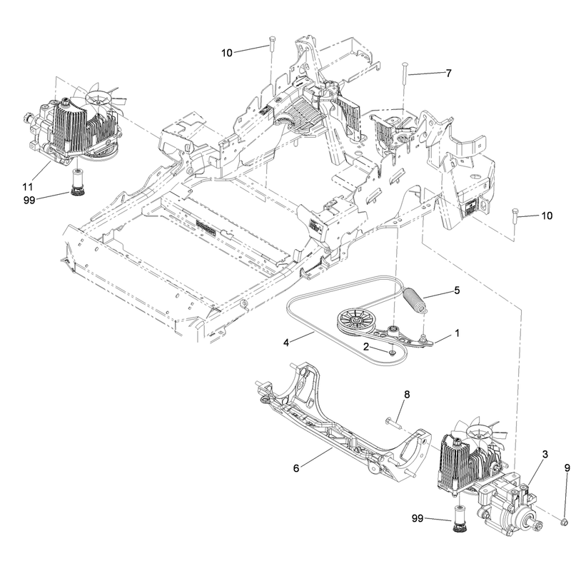 Hydraulic Pump, Idler and Belt Assembly