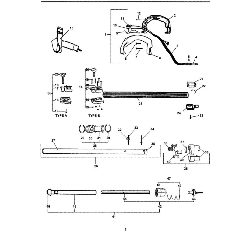 Drive Shaft, Handle, Harness, Stop Switch, Throttle