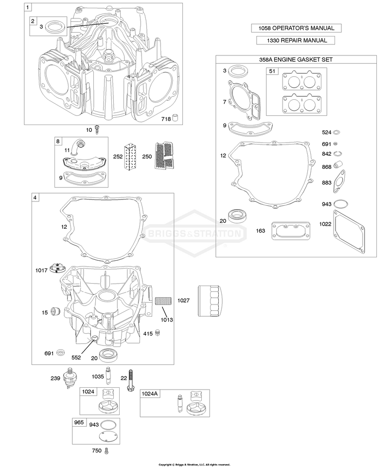 Cylinder, Engine Sump, Kit/Gasket Set-Engine