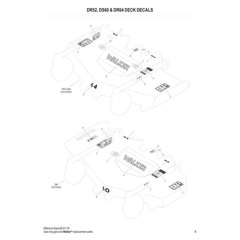 DR52, DS60 & DR64 DECK DECALS