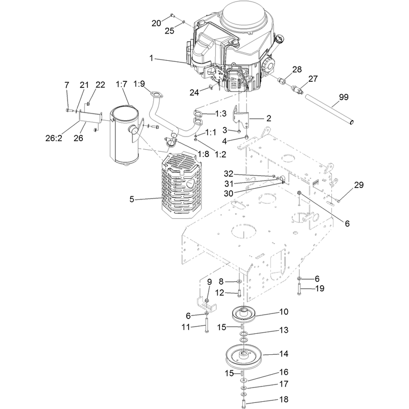 Engine Clutch and Muffler Assembly