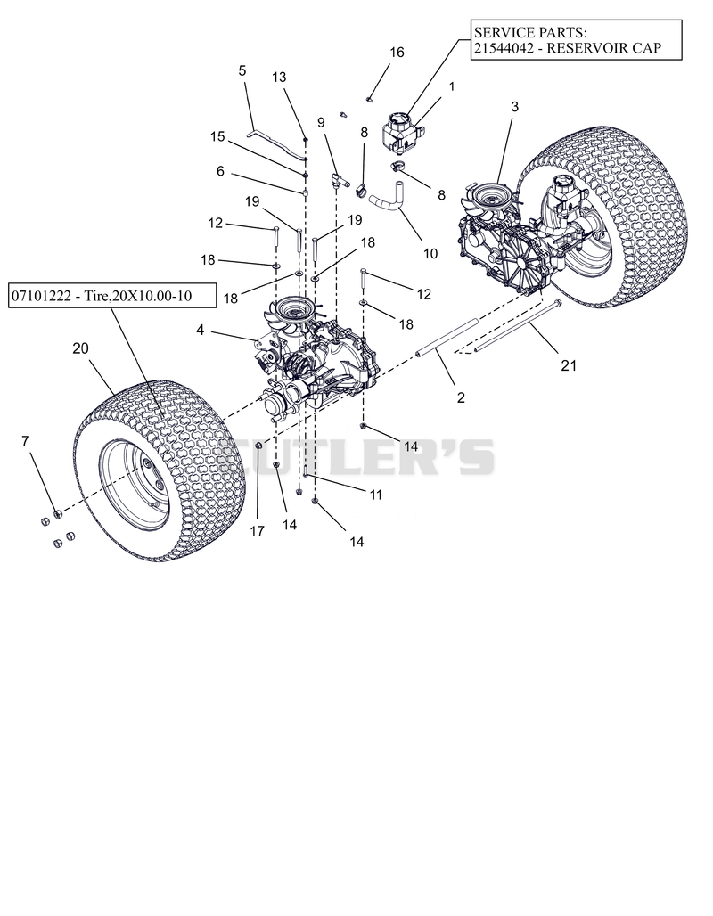 Rear Tires and Transaxles - 52"