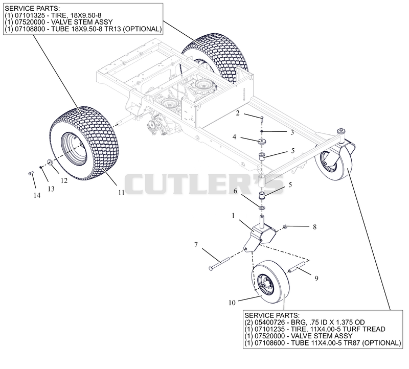 Front and Rear Wheels 52"