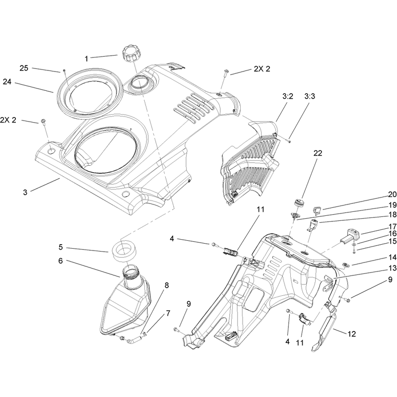 Shroud, Control Panel, and Gas Tank Assembly