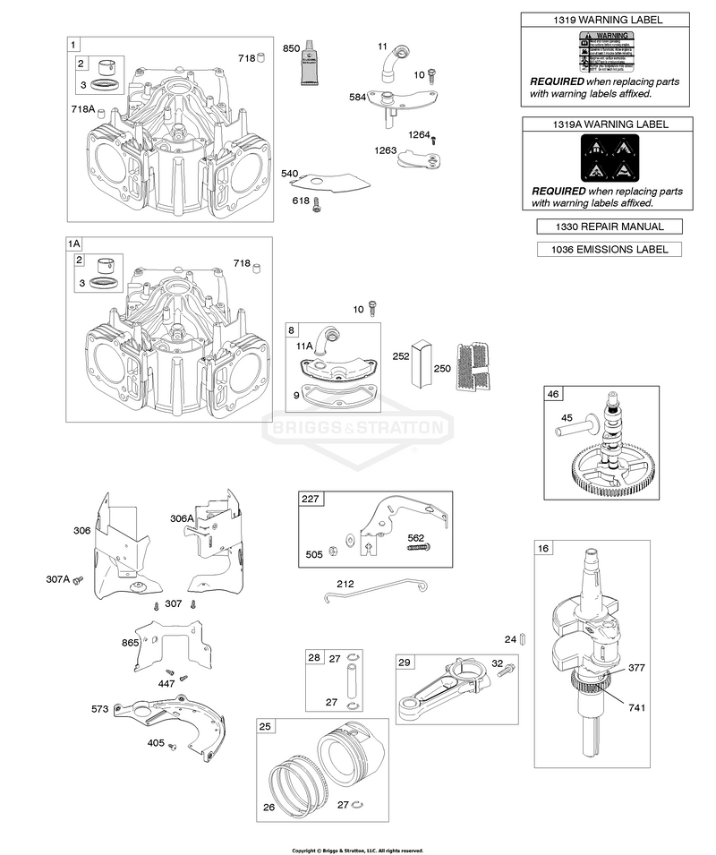 Cylinder, Crankshaft, Camshaft, Air Guides