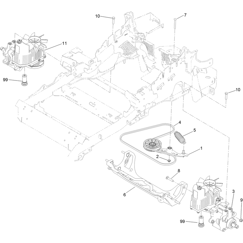 Hydraulic Pump, Idler and Belt Assembly