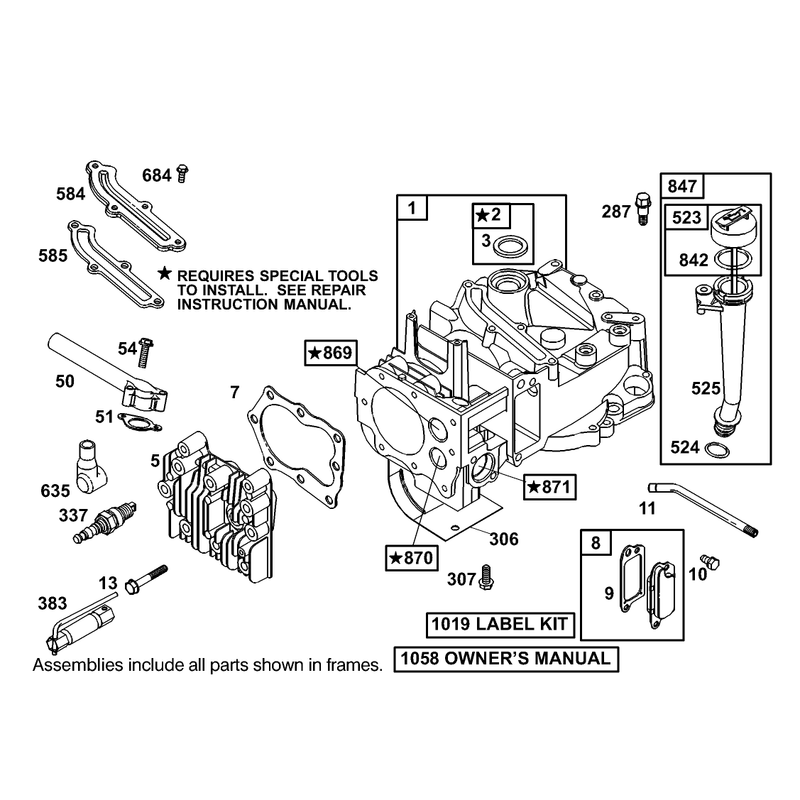 Cylinder and Cylinder Head Assembly Briggs and Stratton Model 12F802-1770-B1