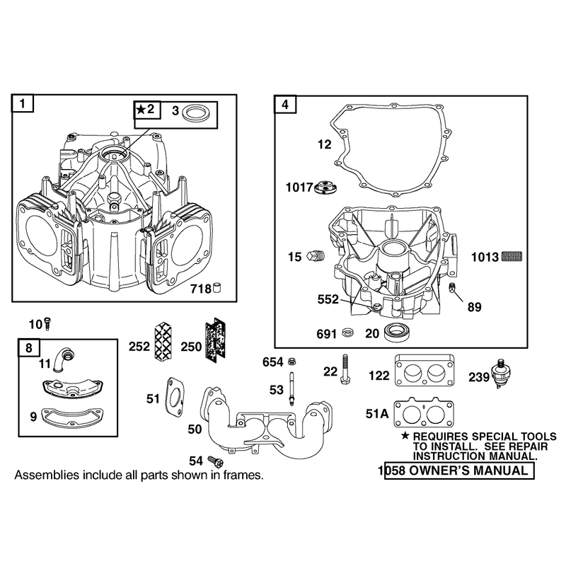 Cylinder Assembly Engine Briggs and Stratton Model 406777-0157-E1