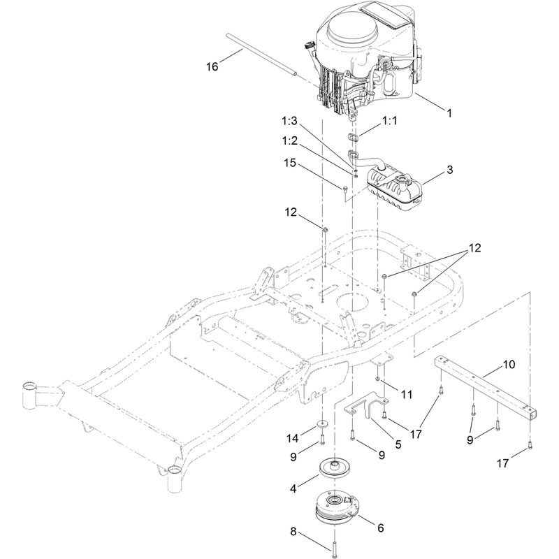 Engine, Muffler and Clutch Assembly