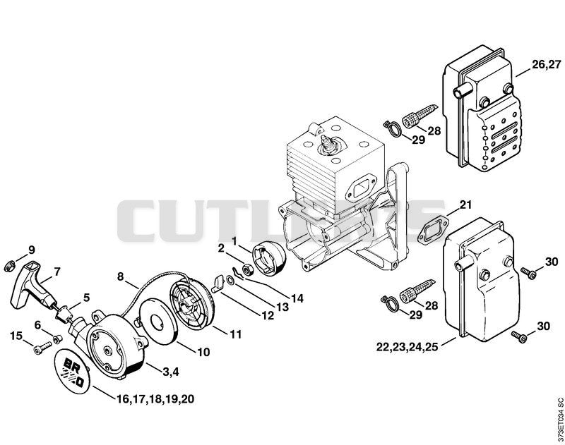 Rewind starter, Muffler