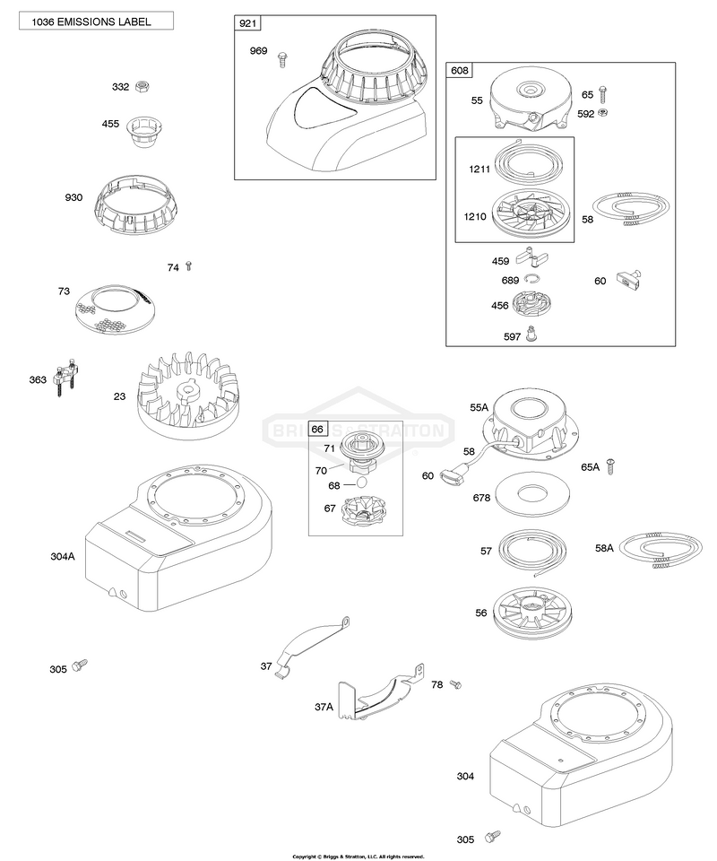 Blower Housing/Shrouds, Flywheel, Rewind Starter